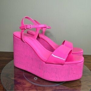 Madden Girl Theo-C Platform Wedge in Hot pink
